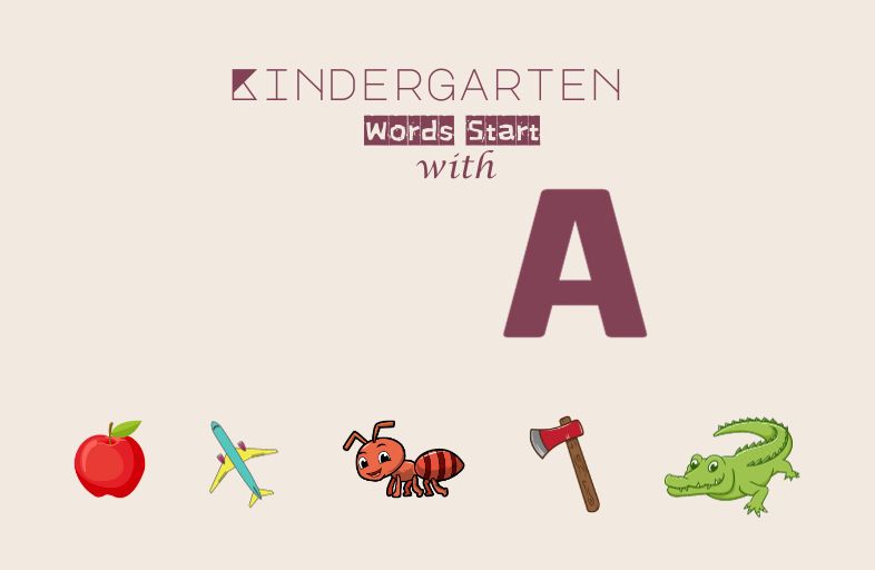 words start with letter a for kindergarten