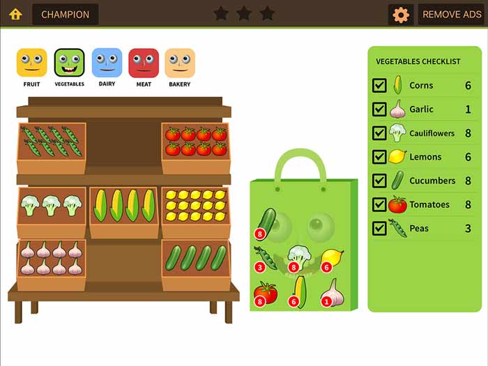 Grocery Game app for kids
